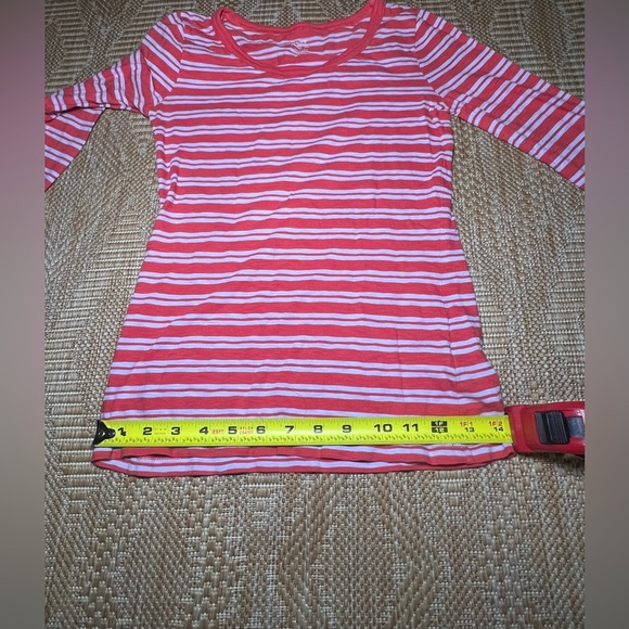 J.Crew Women's Striped Long Sleeve Painter Tee,Cranberry Red, Size XS - Picture 7 of 8